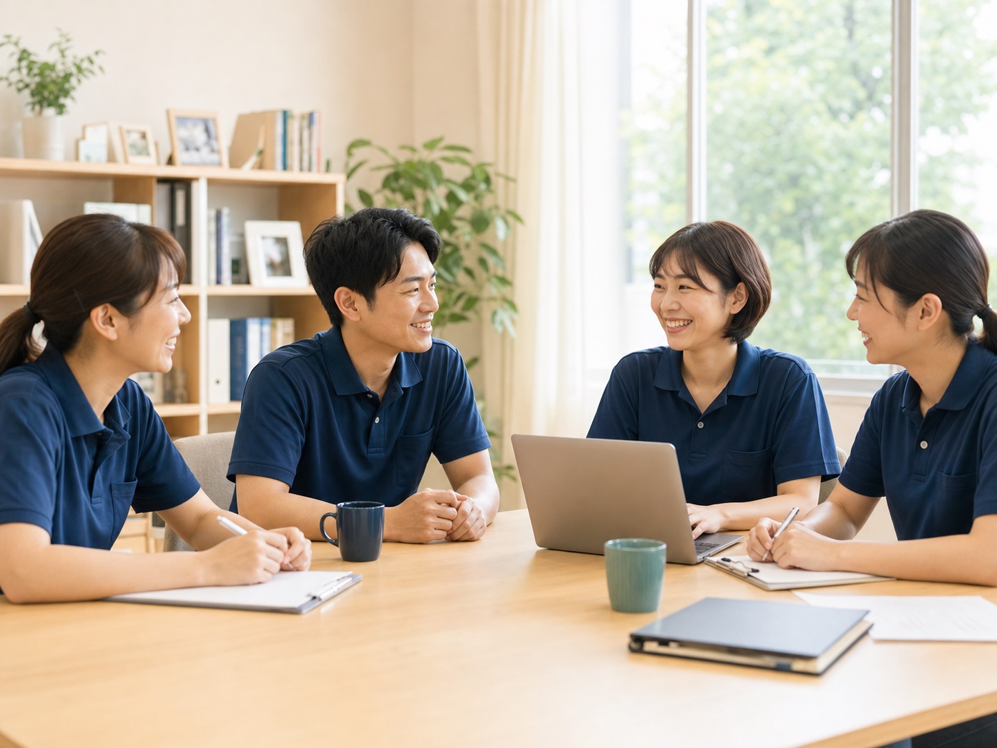 勉強会で話し合うスタッフ